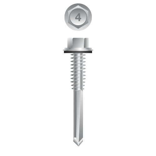 #12 Strong-Point Hex Washer Head w/Washer 12-24 x 1-1/2, 410 Stainless Steel