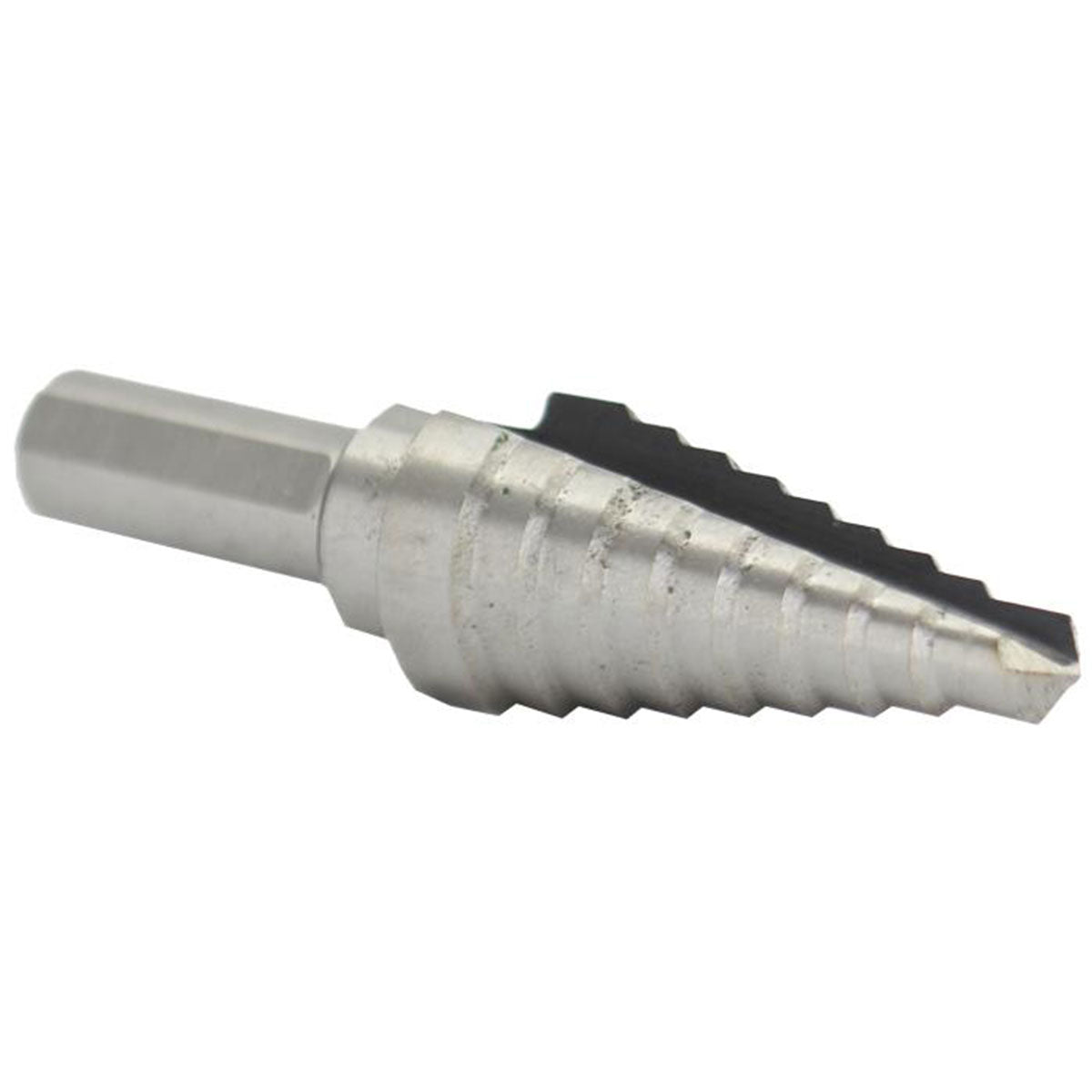 #2 High Speed Steel Round Shank Step Drill Bit, (3/16" - 1/2" by 1/16")