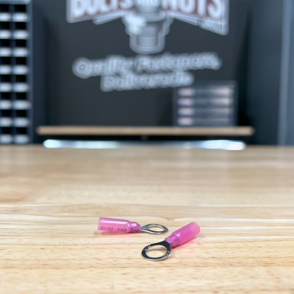 Red Heat Shrink Marine Grade 5/16" Diameter Ring Connectors, AWG 22-16