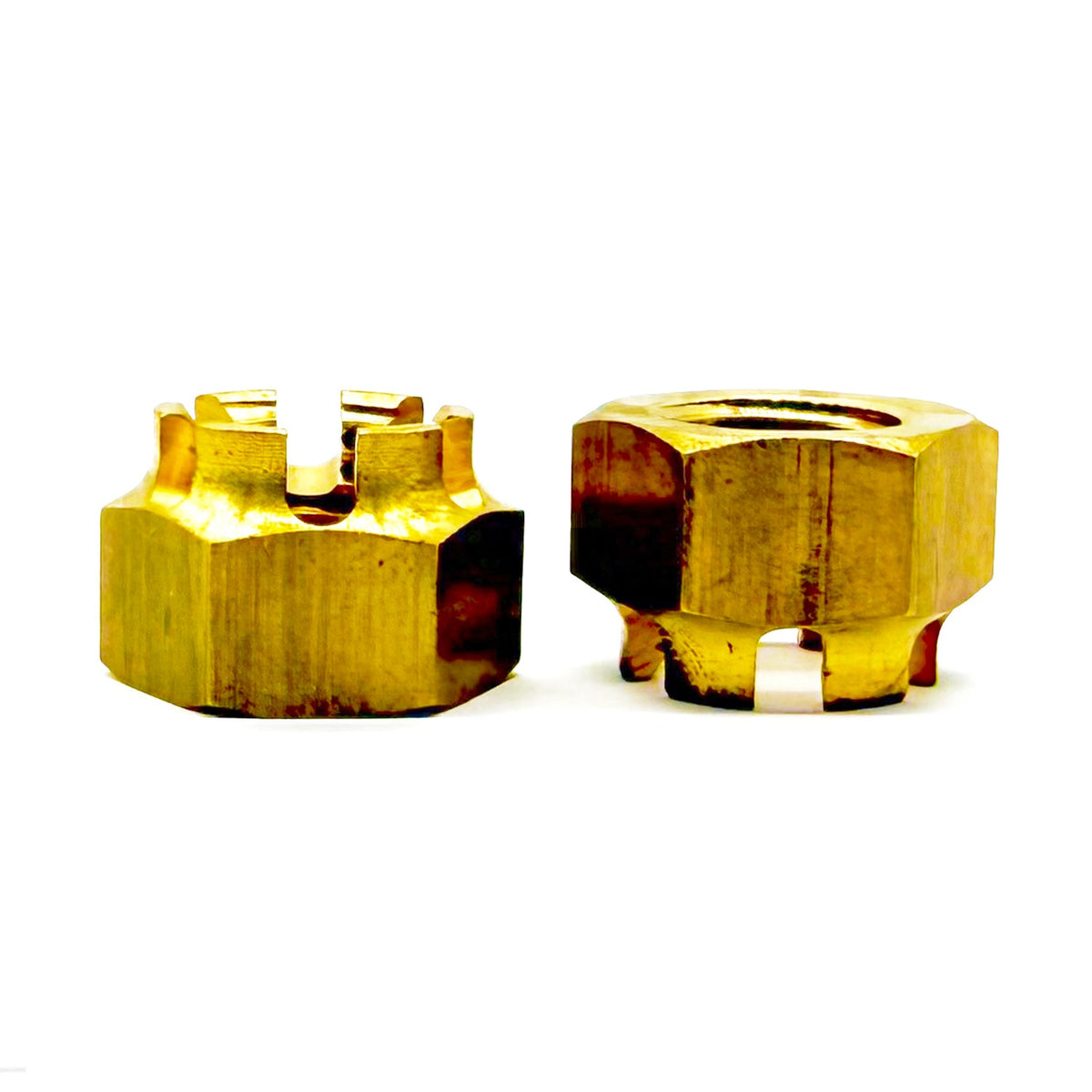 3/8"-16 Brass Slotted Hex Nuts