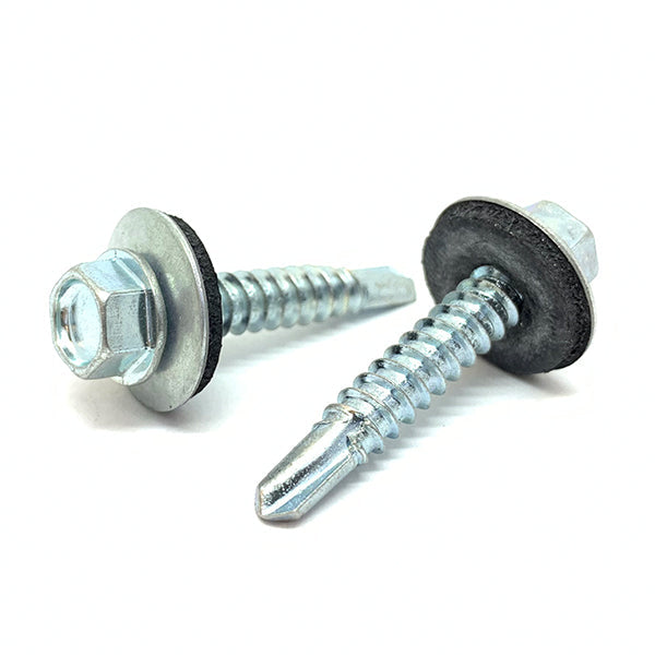 #12-14x1-1/2" 410 Stainless Steel Unslotted Hex Washer Head #3 Point Self Drilling Screws w/ Bonded Washers