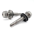 1/4"-14x1" 410 Stainless Steel Unslotted Hex Washer Head #3 Point Self Drilling Screws w/ Bonded Washers