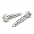#10x1-1/4"  Stainless Steel Unslotted Hex Washer Head #3 Point Self Drilling Screws