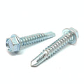 1/4-14x2-1/4" Unslotted Hex Washer Head #3 Point Self Drilling Screws Zinc