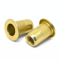 3/8-16 (.027-.150) Steel Large Flange Knurled Body Rivet Nut Zinc Yellow