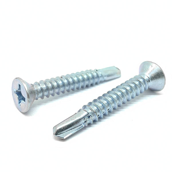#10x1-1/4" Phillips Flat Head #3 Point Self Drilling Sheet Metal Screws Zinc