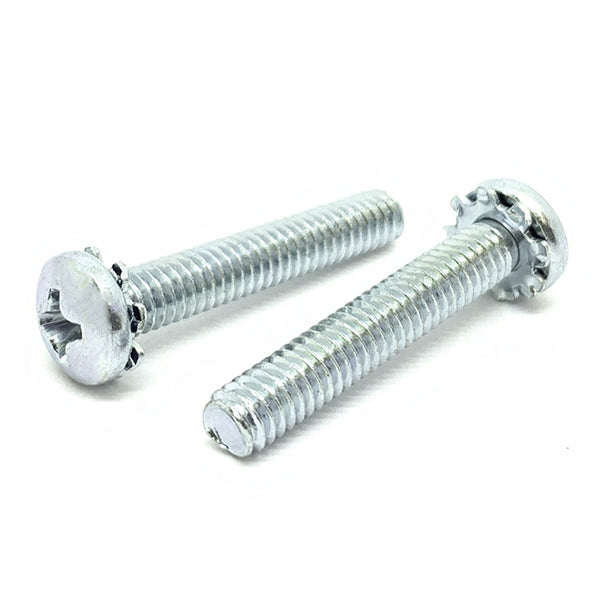1/4-20x3/4" External Tooth Sems Phillips Pan Head Machine Screws Zinc