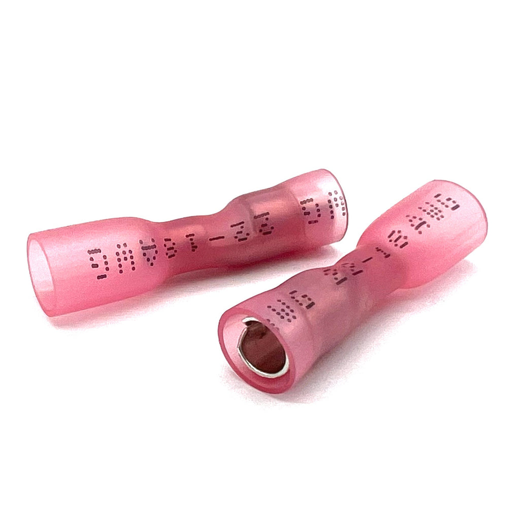 Red Heat Shrink Marine Grade Female Bullet Connectors, AWG 22-18