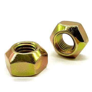 M8-1.25 Class 10 Hex Top Lock Nuts Coarse Thread Zinc Yellow