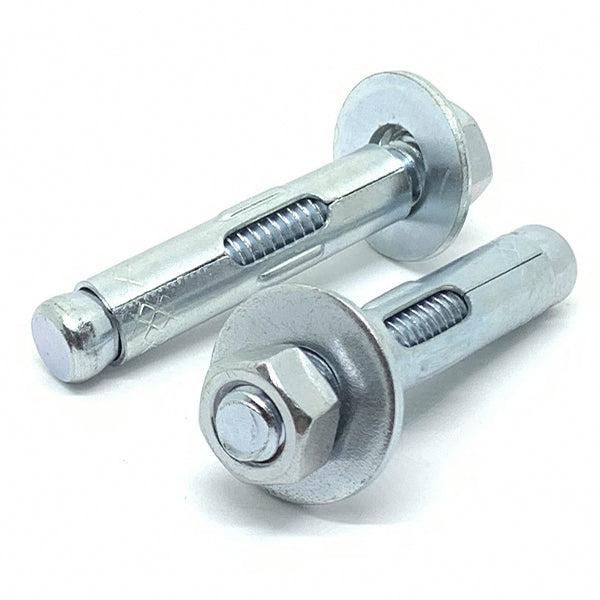 1/2-13x3" Sleeve Anchor w/ Hex Nuts & Washers Zinc Clear Steel
