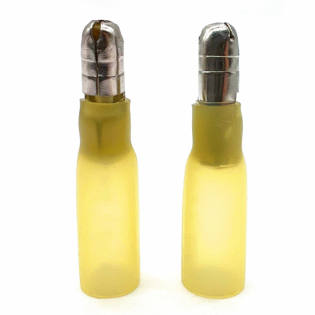 Yellow Heat Shrink Marine Grade Male Bullet Connectors, AWG 12-10