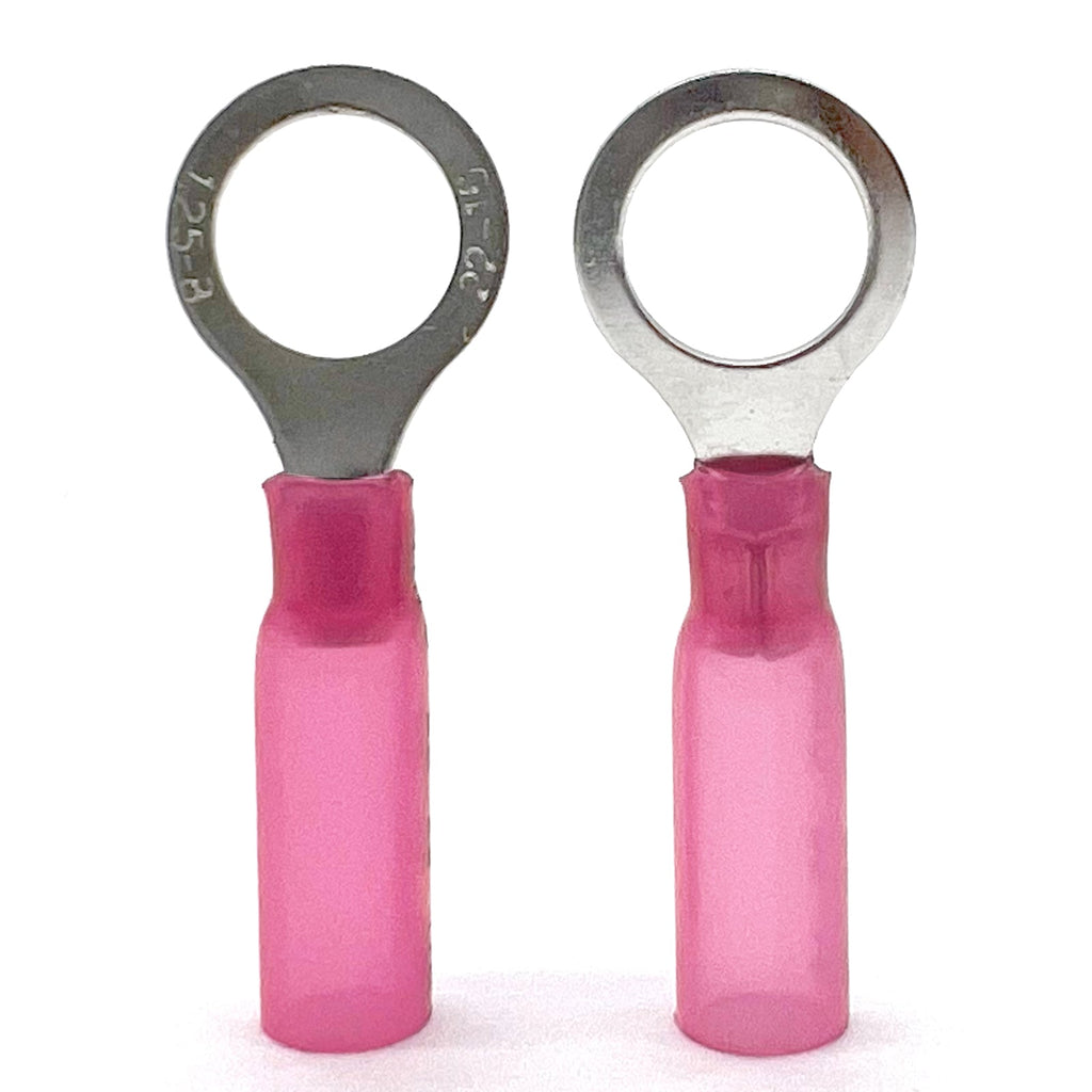 Red Heat Shrink Marine Grade 5/16" Diameter Ring Connectors, AWG 22-16